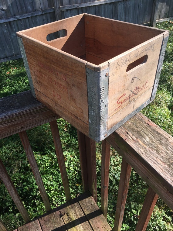 Vintage Sealtest Milk Crate, Milk Box, Rustic Milk Crate, Wood and