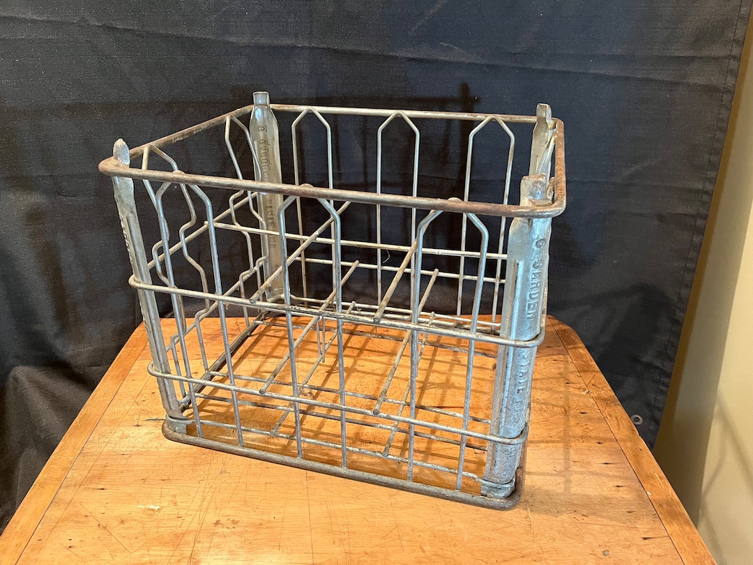 テント・タープ Vtg wire l milk crate USA 70's Vintage 1970s Galvanized Metal Wire Milk Crate (15.5