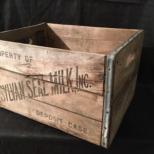 Vintage Sylvan Seal Milk Crate, Milk Box, Rustic Milk Crate, Wood and Steel