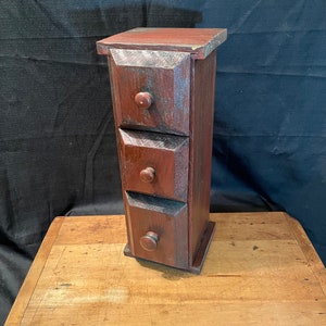 Primitive Wood Cabinet, Primitive 3 Drawer Cabinet, Tabletop Cabinet, Farmhouse Cabinet