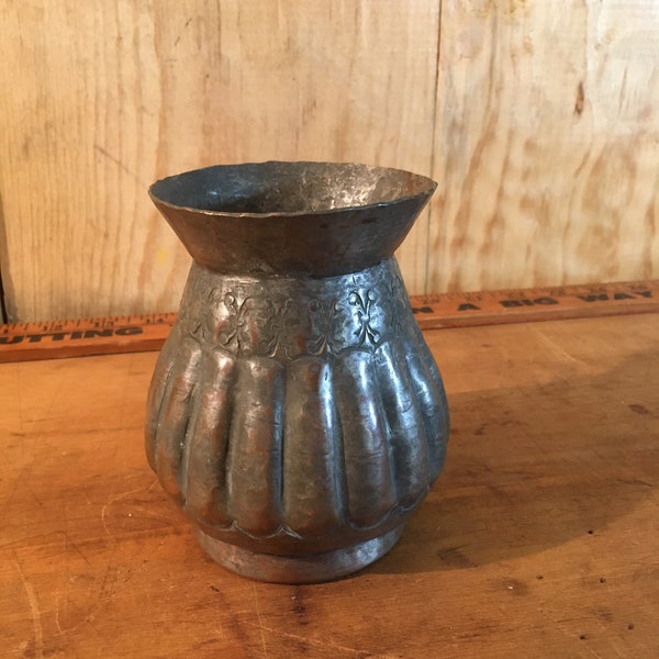 Vintage Egyptian Copper Vase, Hand-Hammered Copper Vase