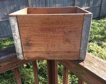 Vintage Sealtest Milk Crate, Milk Box, Rustic Milk Crate, Wood and