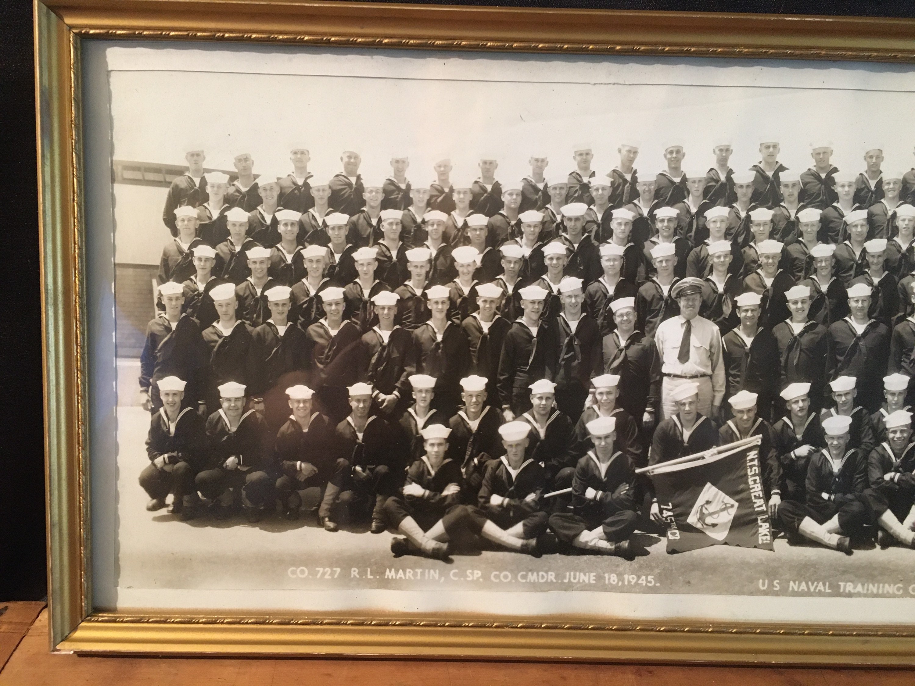 Framed 1945 US Navy Photograph, US Naval Training Center, Great