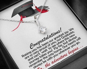 Graduation Necklace for a Daughter With The Adventure Begins Message Card. Class of 2021 Gift for Her. Ships FREE Alluring Beauty 012