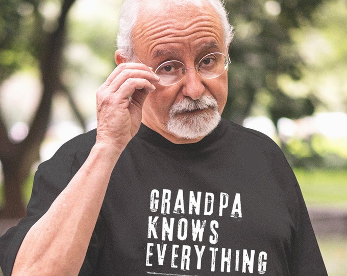 Personalized Grandpa Knows Everything T-Shirt, Funny Gift