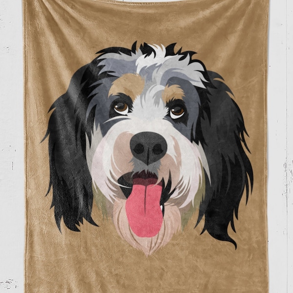 Peak Custom Pet Portrait From Photo Minky Or Sherpa Blanket. Dog Or Cat Portrait Personalized Fleece Blanket Is A Great Gift. Free Shipping