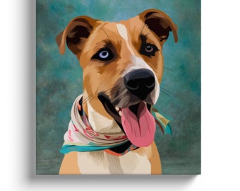 Custom Pet Portrait Canvas Pet Painting from Photo Personalized Dog Cat Poster Pet Memorial Gift Custom Cat Dog Canvas Free Shipping