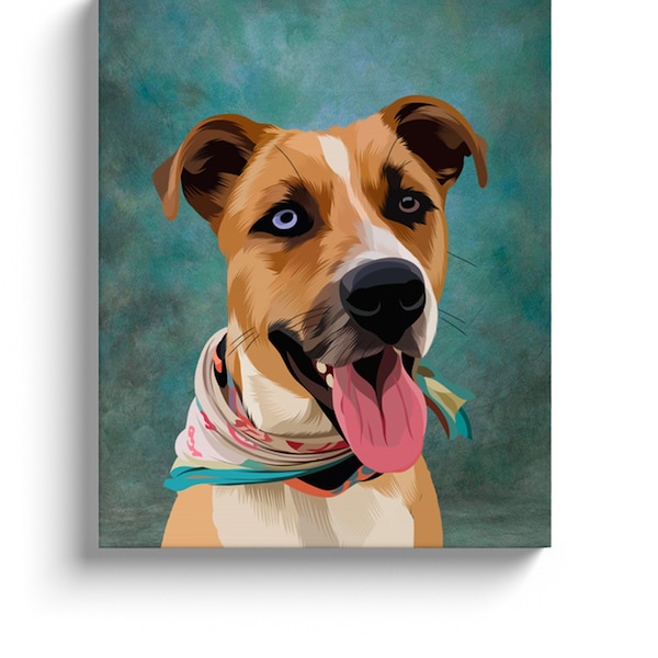 Custom Pet Portrait Canvas Pet Painting from Photo Personalized Dog Cat Poster Pet Memorial Gift Custom Cat Dog Canvas Free Shipping