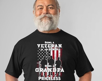 PEAK Veteran's Personalized T Shirt  Being a Veteran is an Honor, Being a Grandpa Priceless. Great Gift for Grandpa, Papa, etc FREE SHIPPING