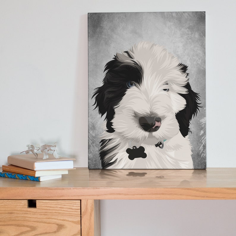 Custom Pet Portrait Canvas Pet Painting from Photo Personalized Dog Cat Poster Pet Memorial Gift Custom Cat Dog Canvas Free Shipping image 3