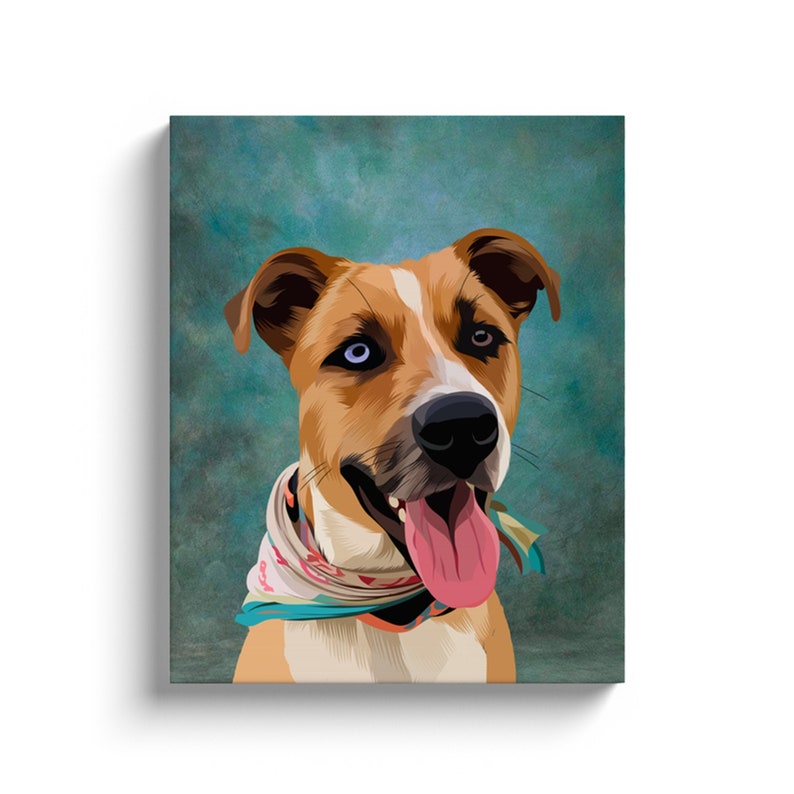 Custom Pet Portrait Canvas Pet Painting from Photo Personalized Dog Cat Poster Pet Memorial Gift Custom Cat Dog Canvas Free Shipping image 1