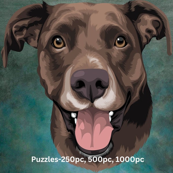 Custom Pet Portrait Puzzle. Pet Painting Jigsaw Puzzle. Personalized Dog Cat Puzzle 250 500 1000 Pieces. Great Dog Mom Gift. SHIPS FREE