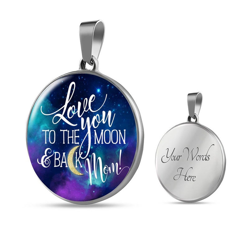 PEAK Mom Pendant Necklace I Love You to the Moon and Back Mom Gold & Silver. Mother's Day Gift for Mom, Mama, Grandma, Nana. FREE Shipping zdjęcie 3