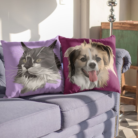 Custom Pet Portrait Pillow: Dog & Cat Personalized Throw Pillow