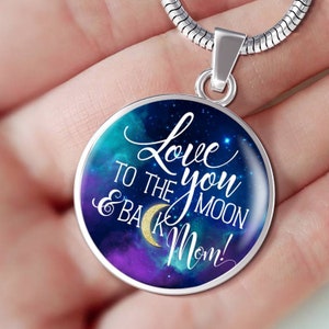 PEAK Mom Pendant Necklace I Love You to the Moon and Back Mom Gold & Silver. Mother's Day Gift for Mom, Mama, Grandma, Nana. FREE Shipping image 4