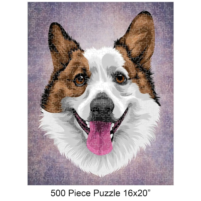 Puzzle de portrait danimal personnalisé. Puzzle de peinture pour animaux de compagnie. Puzzle Chien Chat Personnalisé 250 500 1000 Pièces. Grand cadeau de maman de chien. EXPÉDITIONS GRATUITES 16x20 inch