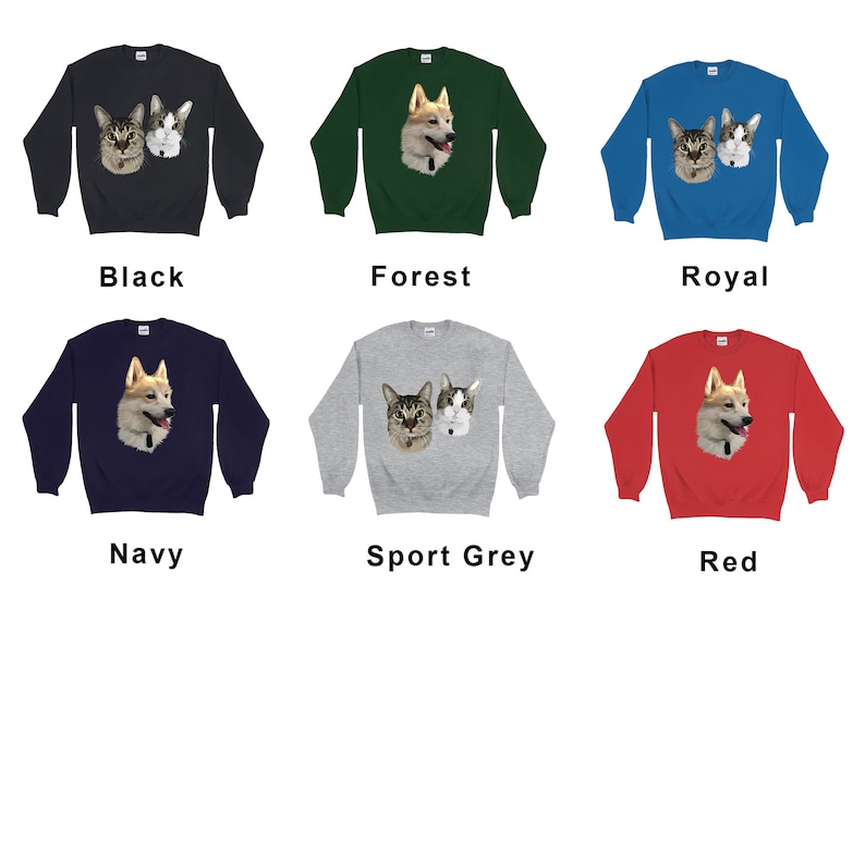 Peak Custom Pet Portrait From Photo On Sweatshirt. Dog Or Cat Portrait Personalized Sweater Is A Great Gift. Free Shipping image 6