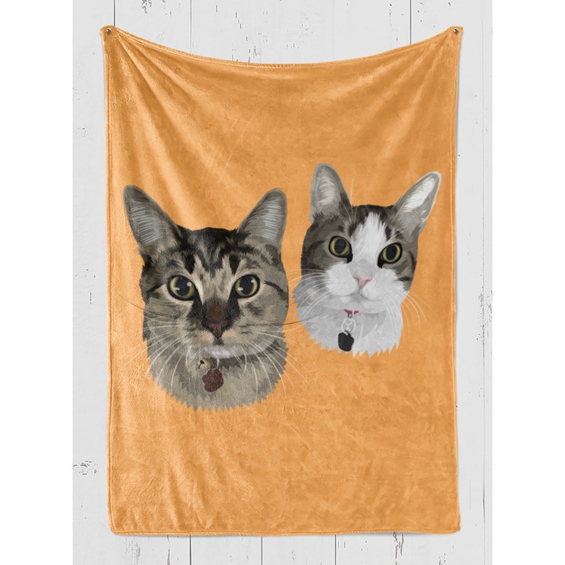 Peak Custom Pet Portrait From Photo Minky Or Sherpa Blanket. Dog Or Cat Portrait Personalized Fleece Blanket Is A Great Gift. Free Shipping image 2