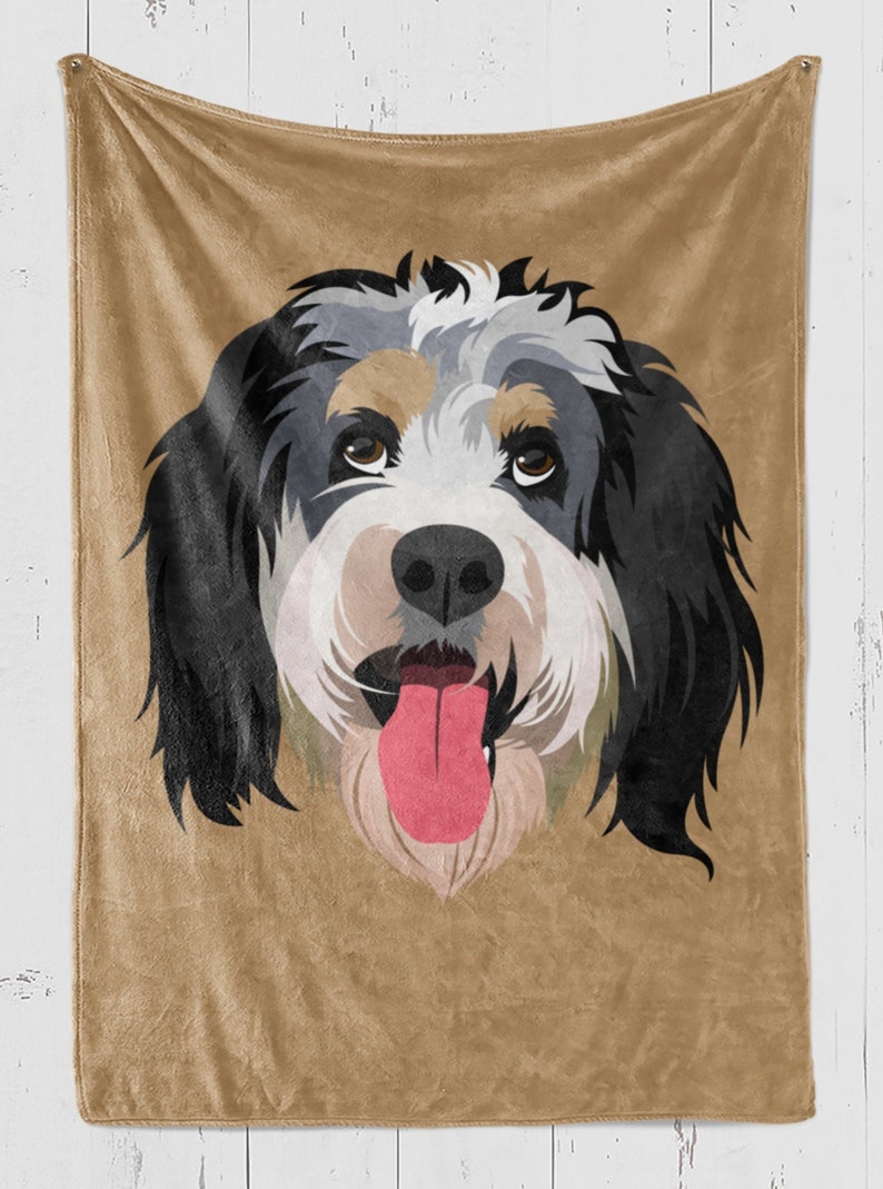 Peak Custom Pet Portrait From Photo Minky Or Sherpa Blanket. Dog Or Cat Portrait Personalized Fleece Blanket Is A Great Gift. Free Shipping image 1