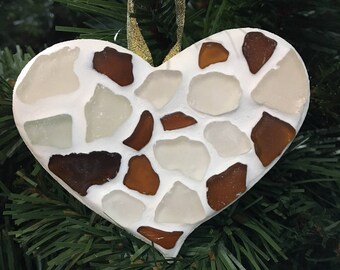 Heart Shaped Lake Erie Beach Glass Ornament