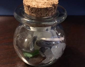 Round Jar of Lake Erie Beach Glass