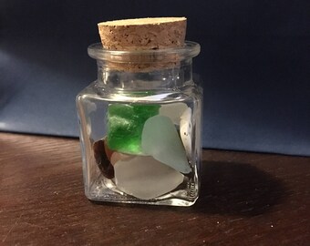 Square Jar of Lake Erie Beach Glass
