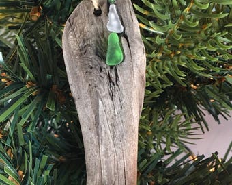 Lake Erie Beach Glass and Driftwood Ornament
