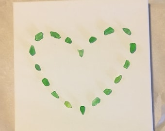 Lake Erie Beach Glass Heart on Canvas