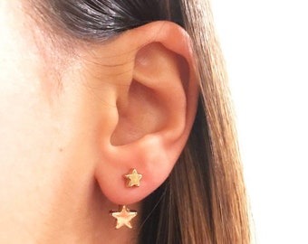 Gold or Silver plated Star Ear Jacket, Ear Cuff, ear crawler, dainty earring. Great Christmas gift for Women