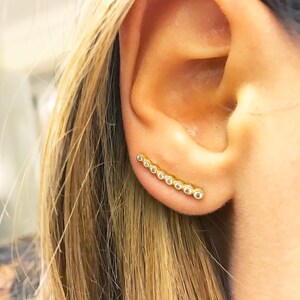 18 Karat Gold plated Ear Cuff, ear crawler, dainty earring with Cubic Zirconia. Great Christmas gift for Women