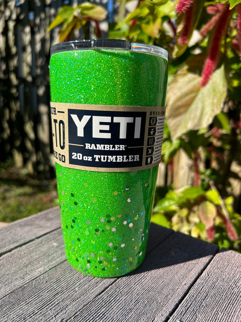 20 Oz Yeti Ships Today Neon Green Glitter Yetiready to Ship Etsy