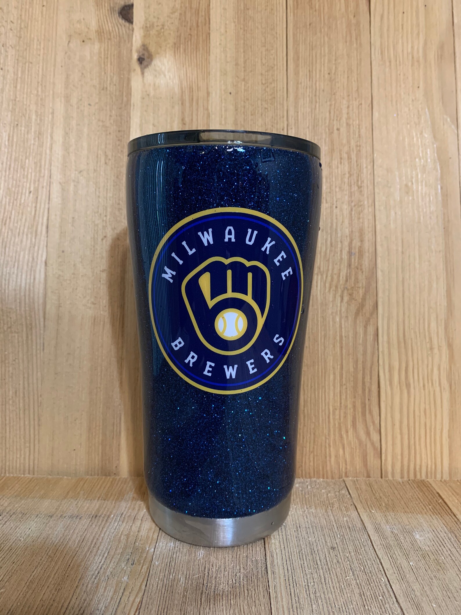 Milwaukee Brewers Navy Glitter Tumbler Brewers Cupbrewers Etsy