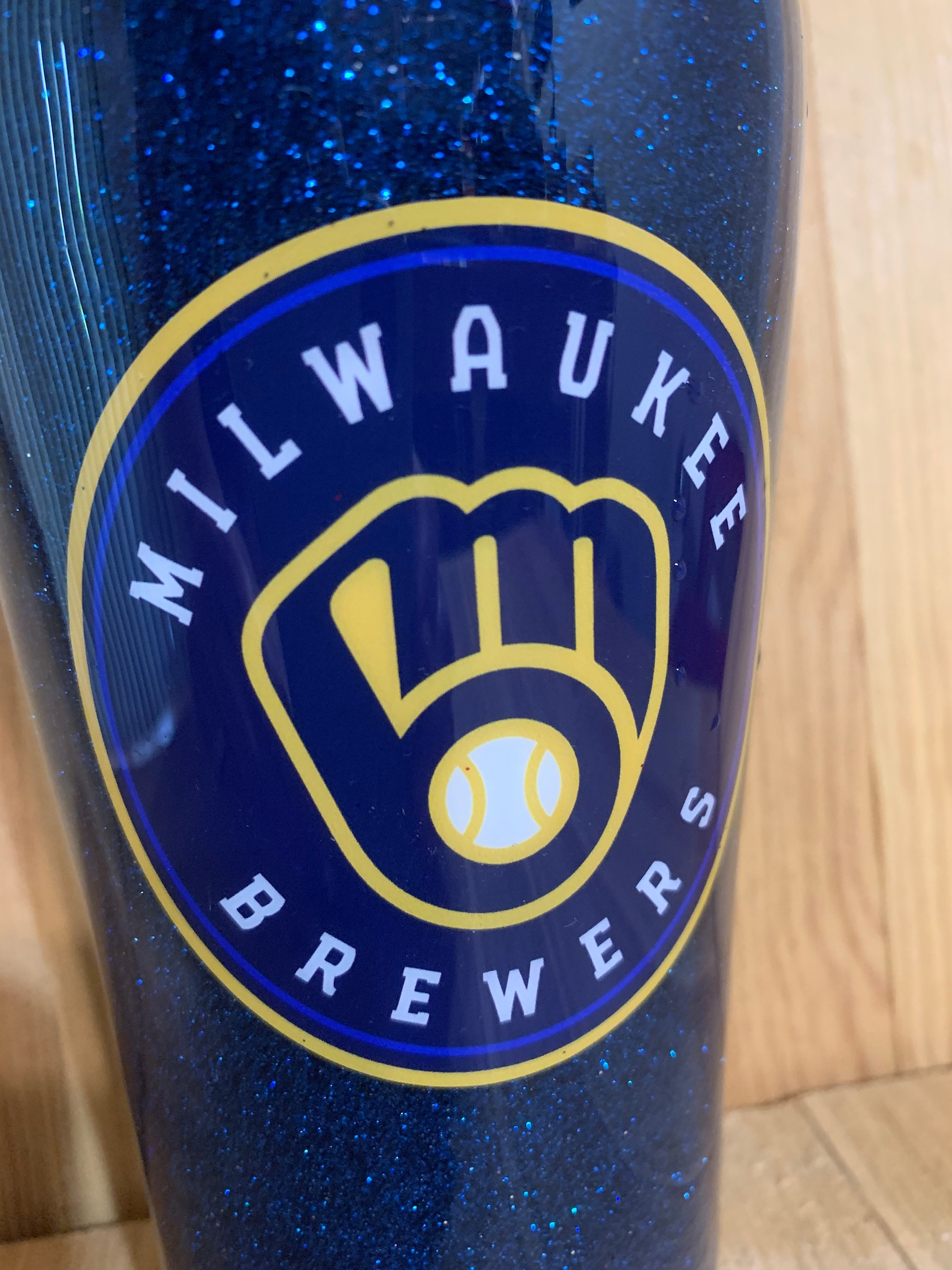 Milwaukee Brewers Navy Glitter Tumbler Brewers CupBrewers Etsy