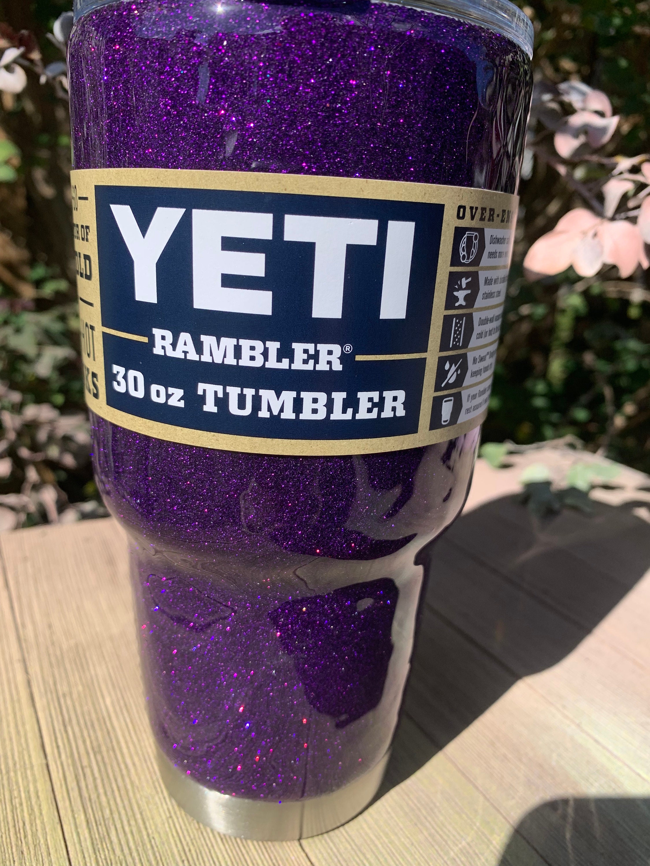 Dark Purple Glittered Yeti Personalized Yeti Purple Glitter Etsy