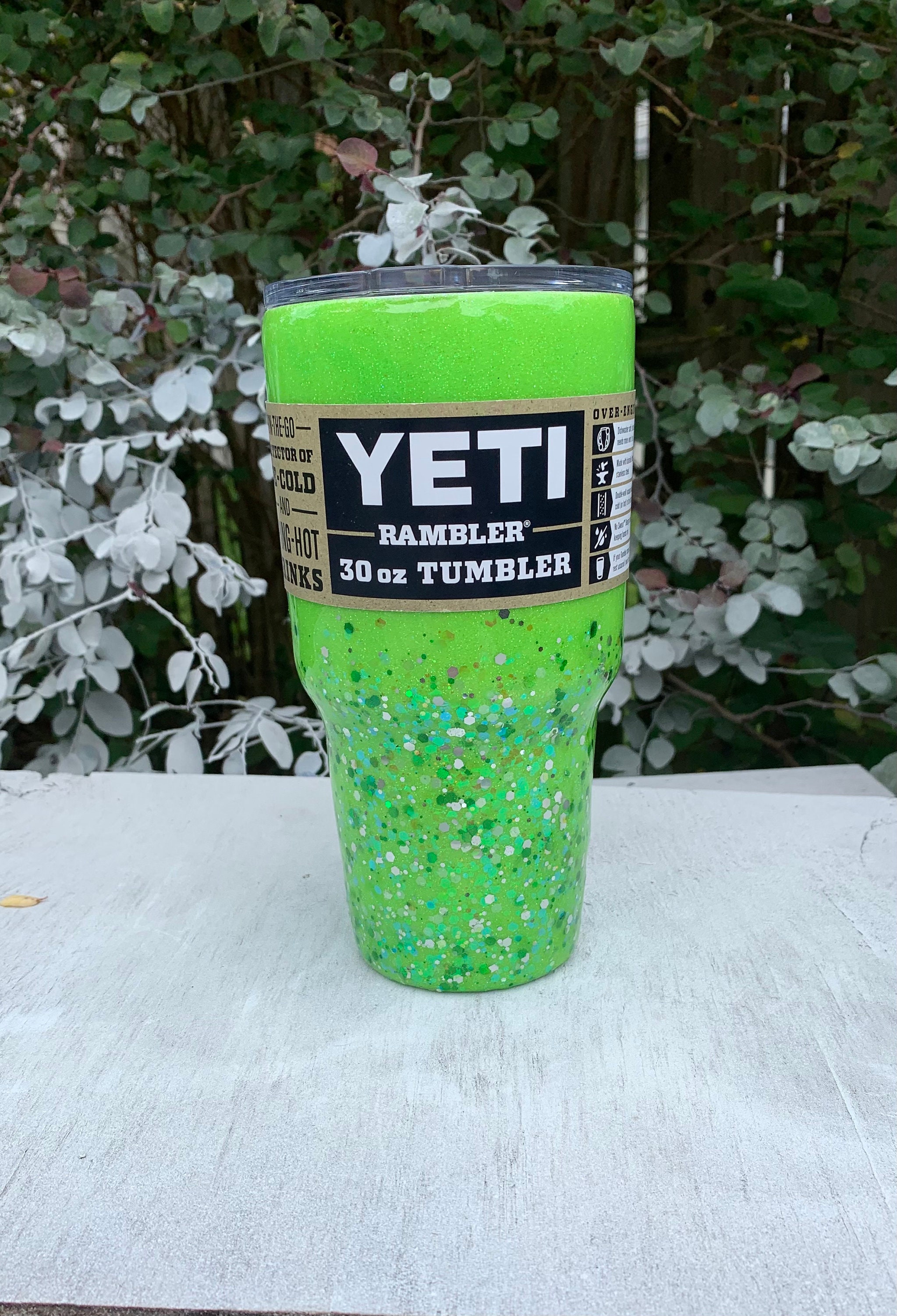 Neon Groene Yeti Glitter Yeti Neon Green Glitter Tumbler Etsy