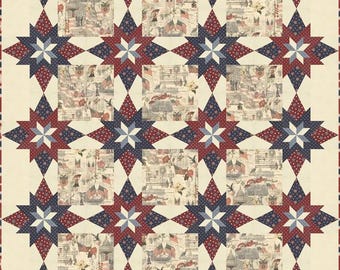Moda、Deb Strain Fabricsによるアメリカ250周年記念、赤、白、青の星