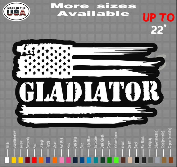 Gladiator American Flag Vinyl Decal Sticker Gladiator Decals Etsy