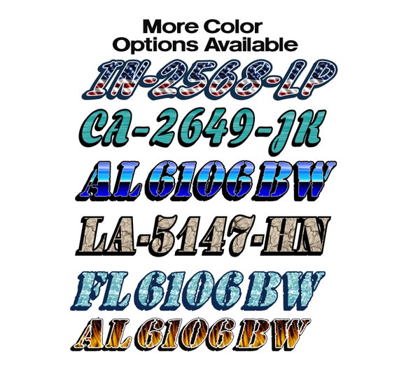 METALLIC CUSTOM JET SKI PWC SEA DOO REGISTRATION NUMBERS BOATS SKI DECALS