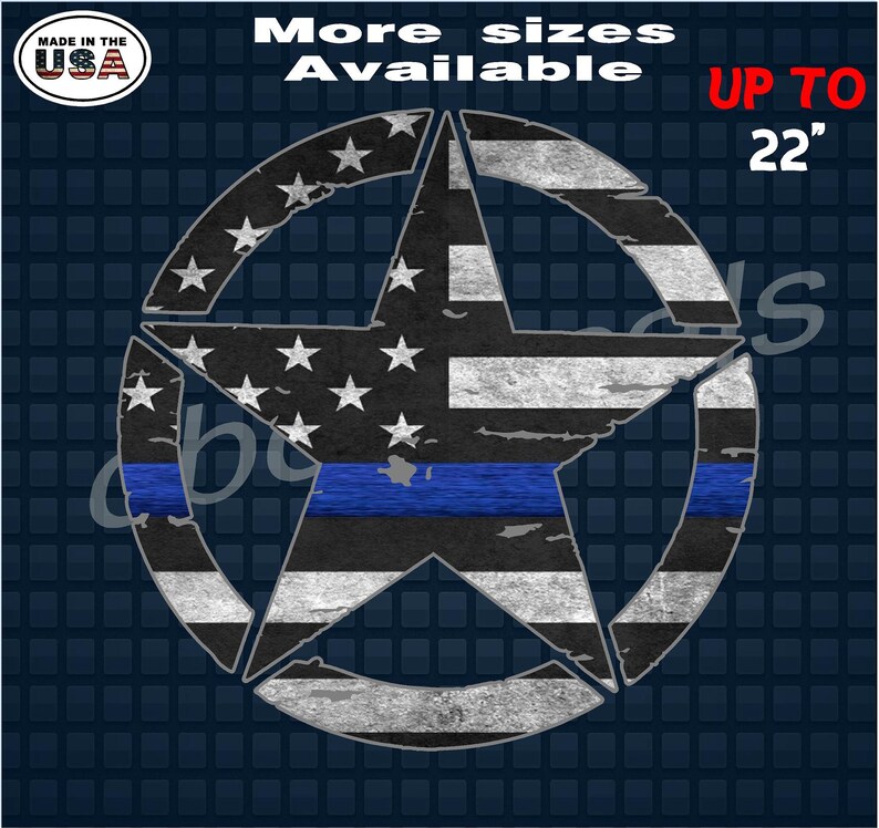 Thin Blue Line American Flag Distressed Star Vehicle Decal Etsy