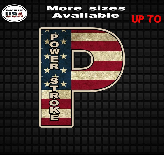 Power Stroke P Distressed American Flag Decal Sticker Diesel Etsy