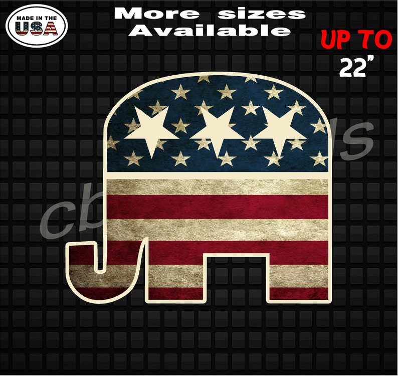 Republican Elephant Decal Vinyl Car Window Sticker ANY SIZE