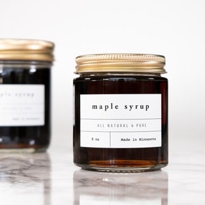 Classic Maple Syrup Labels • Personalized • Water and Oil Resistant • by Paper & Pear