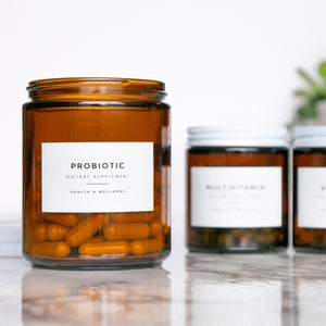 Modern Medicine + Supplement Labels • Water and Oil Resistant • Personalized • by Paper & Pear