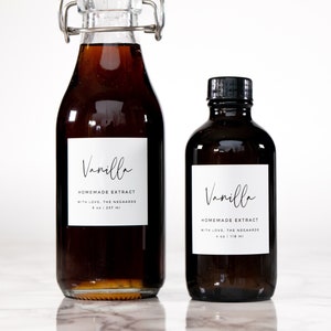 Simple-Script Vanilla Labels • Set of 20 Front + 20 Back Personalized Stickers (40 Total) • Water and Oil Resistant • by Paper & Pear