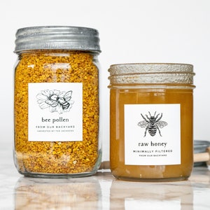 Vintage-Sketch Honey Labels • Personalized • Water and Oil Resistant • by Nest & Note Print Co. (Paper + Pear)