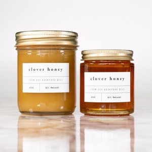 Classic Honey Labels • Personalized • Water and Oil Resistant • by Paper & Pear