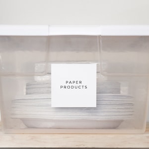 Modern Home Organization Labels for Bath, Linen Closets, Storage, Utility, and Office Personalization Available by Paper & Pear image 1