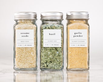 Classic Spice Labels • Water and Oil Resistant • by Paper & Pear