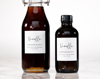 Simple-Script Vanilla Labels • Set of 20 Front + 20 Back Personalized Stickers (40 Total) • Water and Oil Resistant • by Paper & Pear