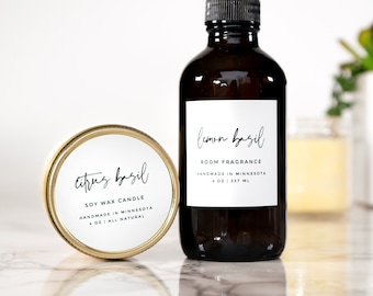 Simple-Script Candle, Bath + Beauty Product Labels • Personalized • Water and Oil Resistant • by Paper & Pear